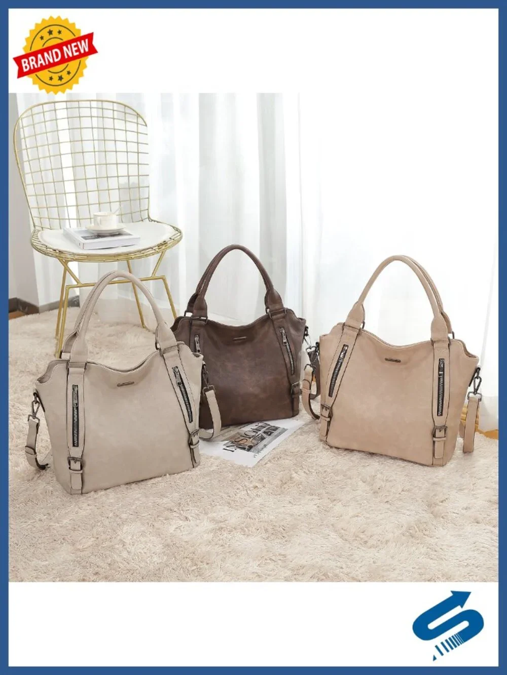 Vegan Leather Hobo Bag Tote with Multiple Pockets Adjustable Strap